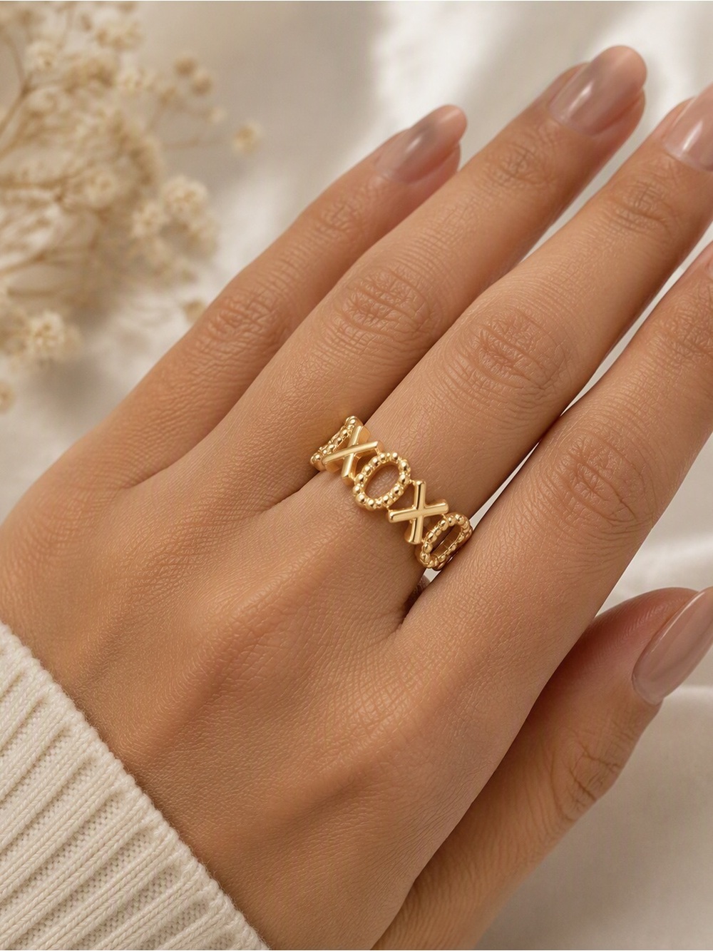Gold Tone XOXO Statement Ring